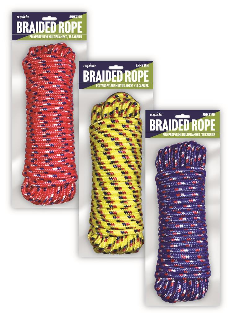 Rapide Braided Rope Multi color 8MM X 15M (only 1 will be supplied) Rapide Braided Rope Multi color 8MM X 15M (only 1 will be supplied)